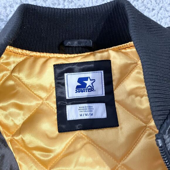 Boston‎ Bruins Starter Jacket Women's Medium Black Snap Buttons Logo Pockets New - Picture 4 of 7